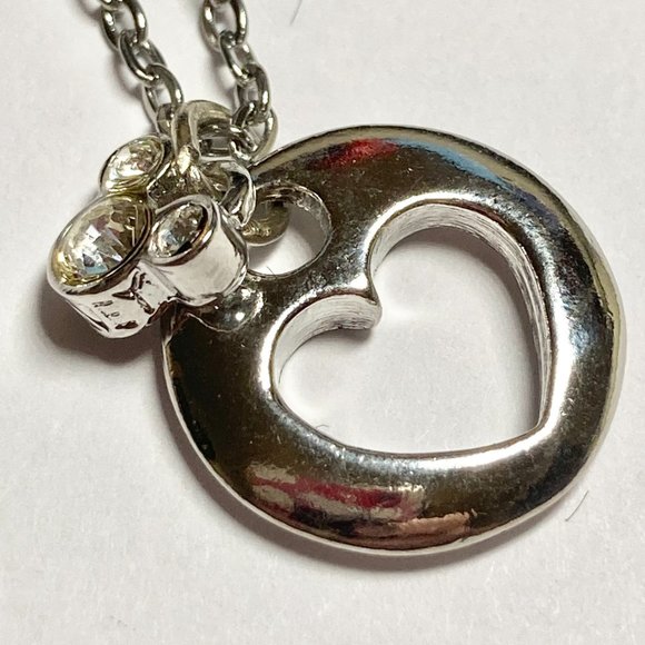 Vintage Disney Mickey Mouse Necklace Ears Heart Crystal Charm 18" Signed - Picture 6 of 9